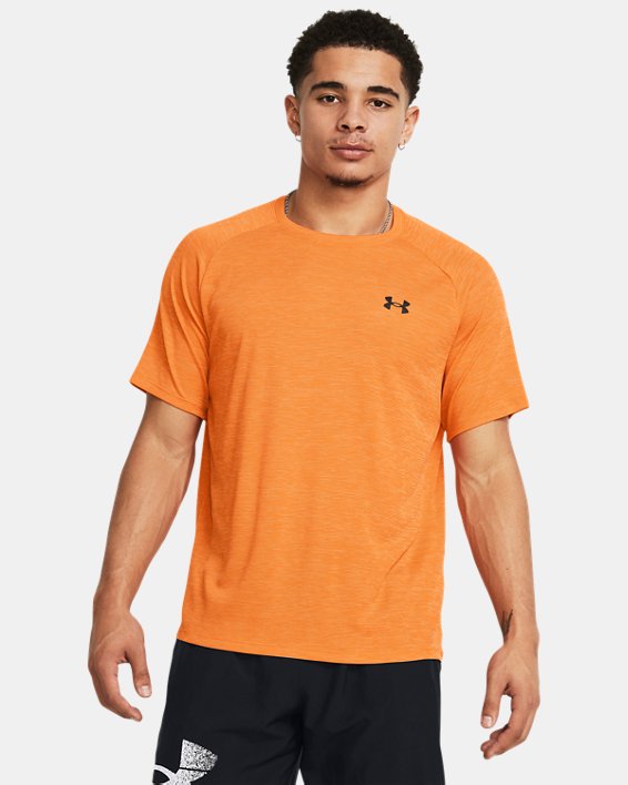 Tee-shirt à manches courtes UA Tech™ Textured pour homme, Orange, pdpMainDesktop image number 0